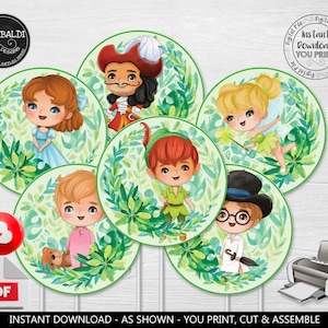 Peter Pan Centerpieces Neverland Birthday Party Supplies Cake Topper Table Decorations DIY Printable Instant Download Digital PTP