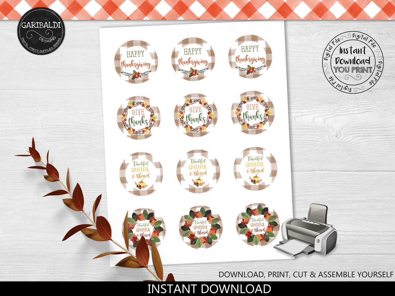 Printable Thanksgiving Cupcake Toppers Thanksgiving Party - Etsy