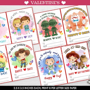 Valentine's Day Kids Cards Toy Story Valentine's Day Cards School Class Exchange Valentine's Day Printable Tags VL TSS