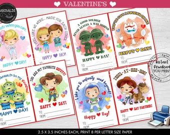 Valentine's Day Kids Cards Toy Story Valentine's Day Cards School Class Exchange Valentine's Day Printable Tags VL TSS