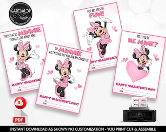 Valentine's day Kids Cards Valentine's Day Printable Tags Classroom School Exchange Teacher Valentine's Day Cards Cute Mouse Valentines VL