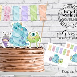 Printable Monsters Cake topper, Monsters Baby Cake Topper, Monsters Party Decorations, Monsters DIY Cake Bunting, Monsters Baby Shower MINC