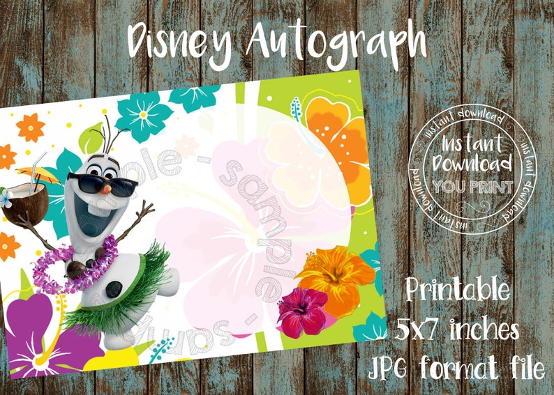 Printable Olaf Summer Autograph card Disney World Olaf Summer Autograph Book Disneyland Olaf Summer Autograph Photo
