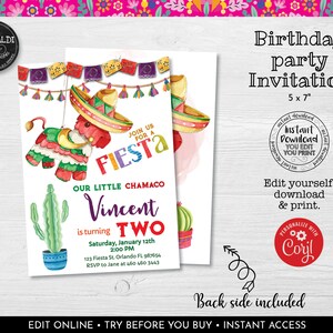 Editable Fiesta Birthday Party Invitation Printable Mexican Invitation Instant download Cinco de Mayo Fiesta Birthday Party Invitation 2 MF