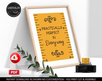 Printable "Practically Perfect" Sign, Mary Poppins Quotes, Mary Poppins Decorations, Mary Poppins Birthday Party, Mary Poppins Wall Art MPP