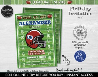 Editable Football Birthday Party Invitation, Instant Download Football Invitation, Football Digital Invite, Football Party Supplies 3 FBL