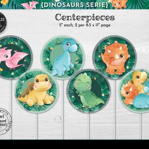 Instant download Dinosaurs Centerpieces Printable Dinosaurs Decorations Dinosaur Birthday Party Decorations Dinosaurs Cake Topper DW1