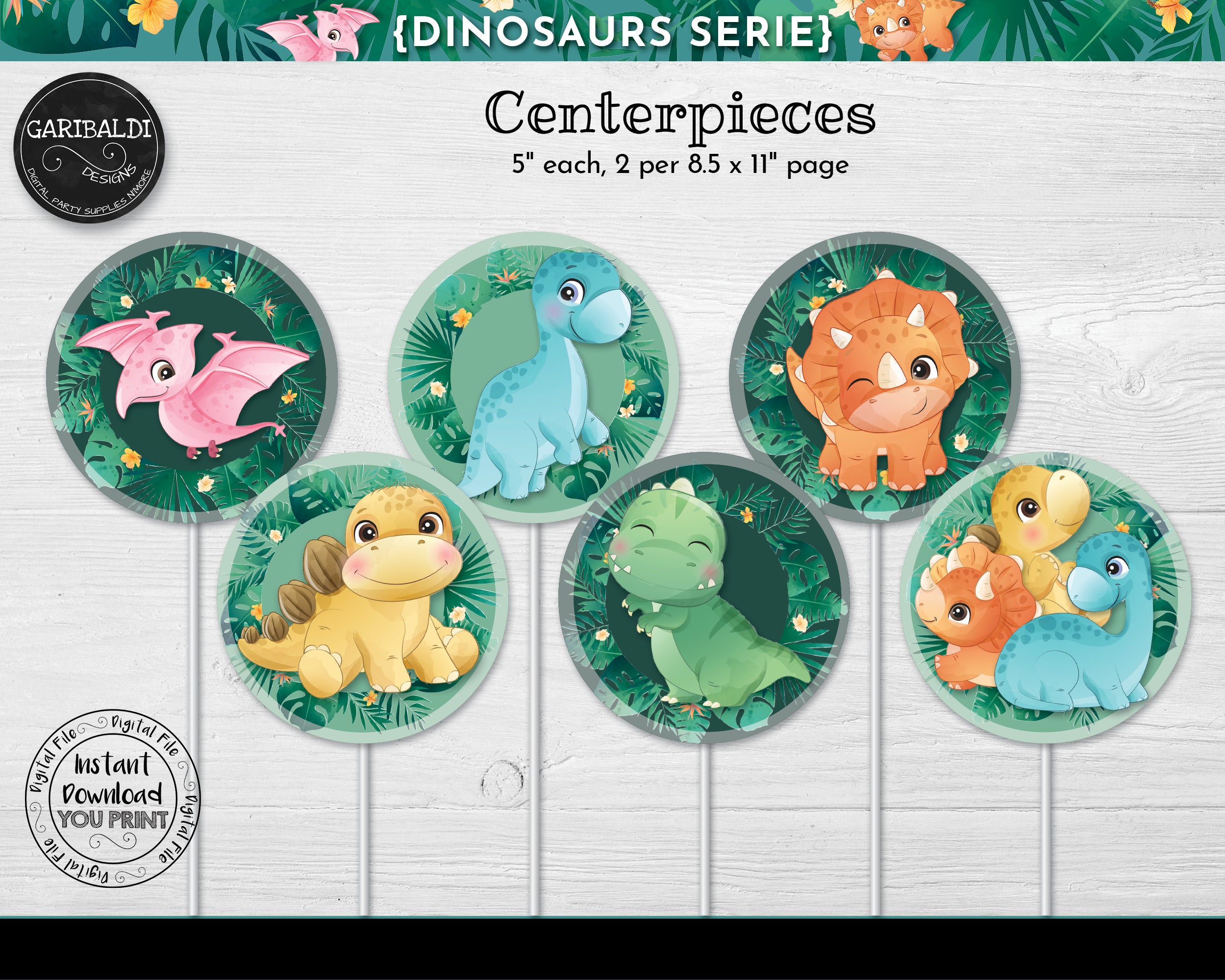 Instant Download Dinosaurs Centerpieces Printable Dinosaurs | Etsy