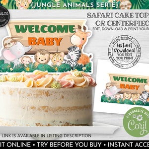 Editable Safari Animals Cake Topper Instant Download Jungle Centerpieces Safari Animals Birthday Decorations Animals Party Supplies 3 SJA