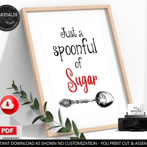 Printable "Spoonful of sugar" Sign Mary Poppins Quotes Mary Poppins Decoration Mary Poppins Birthday Party Mary Poppins Nursery Wall Art MPP