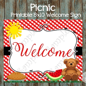Picnic Welcome Sign, Picnic Printable Sign, Picnic Birthday Party, Picnic Party Sign, Picnic Welcome Sign, Picnic Party Welcome Sign
