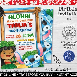 Editable Luau Invitation Instant Download Hawaiian Birthday Party Invitation Cute Alien Invite Surf Party Invitation Polynesian Invite 1 LSW
