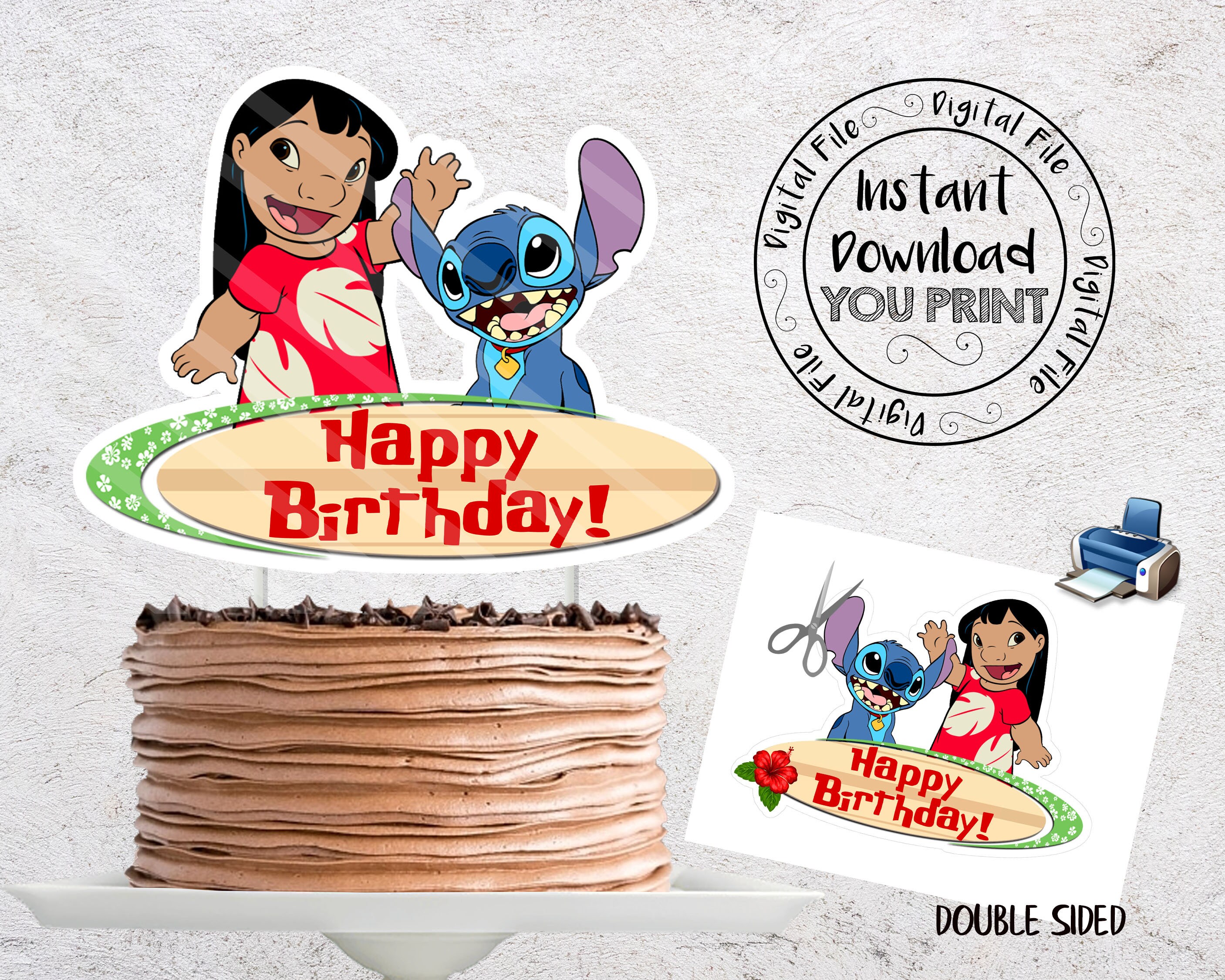 Kitchen D cor Lilo And Stitch Printable Lilo And Stitch Cupcake Toppers 