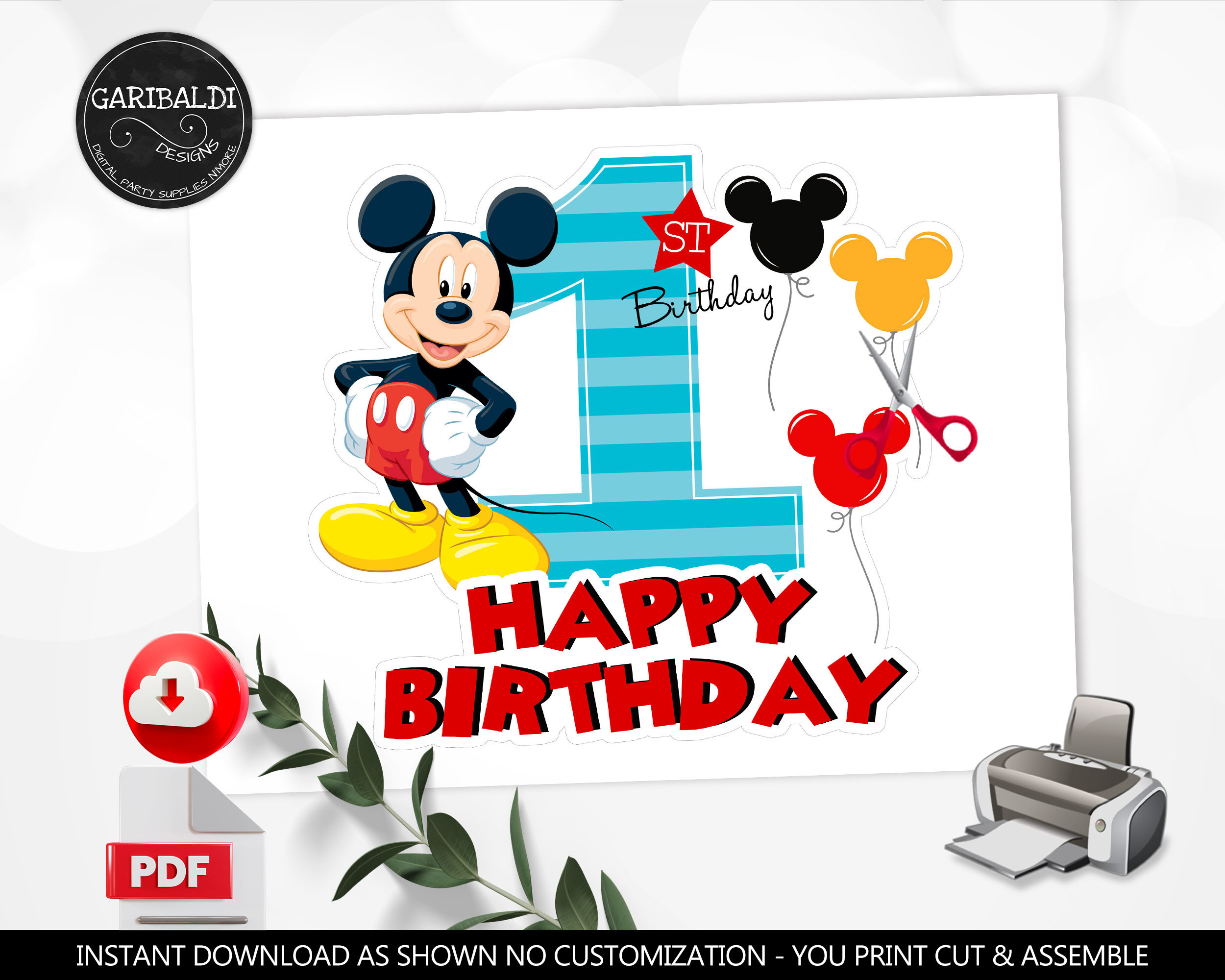 Mickey Mouse Geburtstagskarte Zum 1. Geburtstag – “You’re One Year Loved!” Mit Sternenhimmel-Design