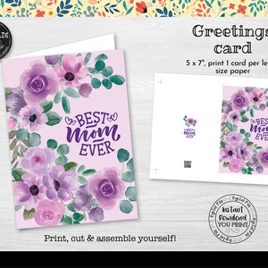Instant download You are the Best Mom Card, Printable Mother's Day Greeting Card, Happy Mother's Day Floral Card, Thank you Mom Card MTHD