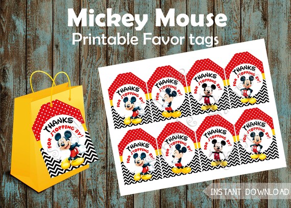 Mickey Mouse Favor Tags /& Ties