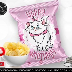 Cat Marie Chip Bag Wrapper Printable Kitty Marie Party Wrappers Instant Download Marie Aristocats Party Favors Party Supplies Digital DMA