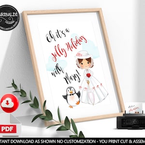 Printable &quot;Jolly Holiday&quot; Sign Mary Poppins Quotes Mary Poppins Decorations Mary Poppins Birthday Party Printable Mary Poppins Wall Art MPP