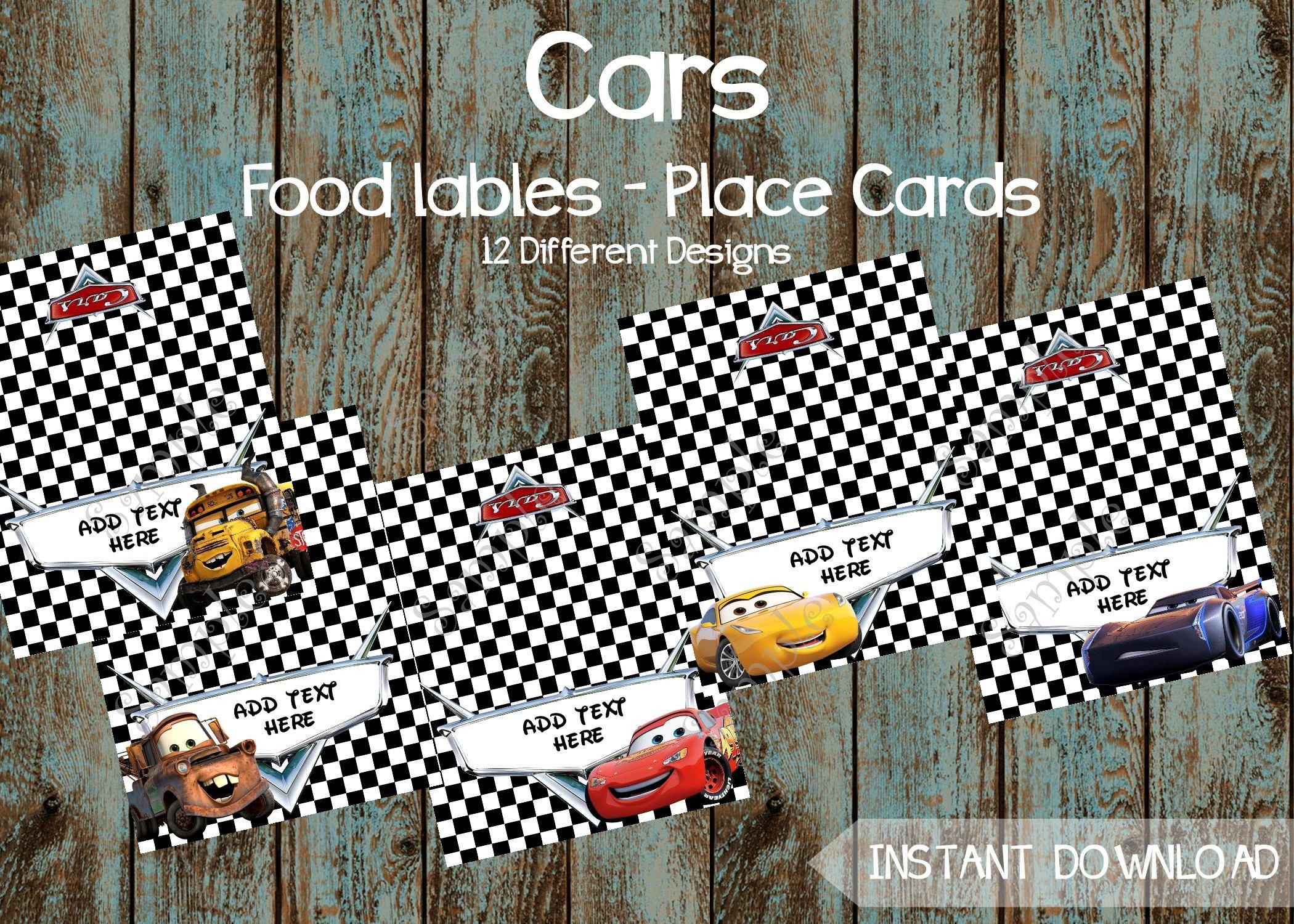 Cars Food Labels Cars Editable Food Tent Tags Cars Printable | Etsy