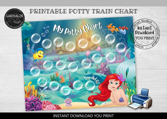 Instant Download Reward Chart Printable Chart Mermaid Chart Potty.