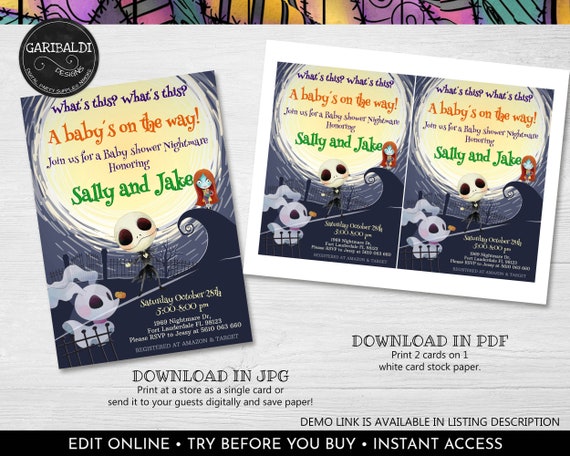 Editable Nightmare Before Christmas Invitation Nightmare - Etsy Denmark