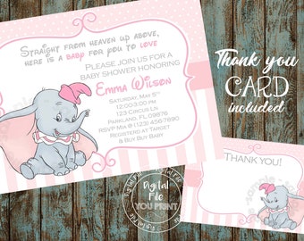 Dumbo Baby Shower Invitations Etsy