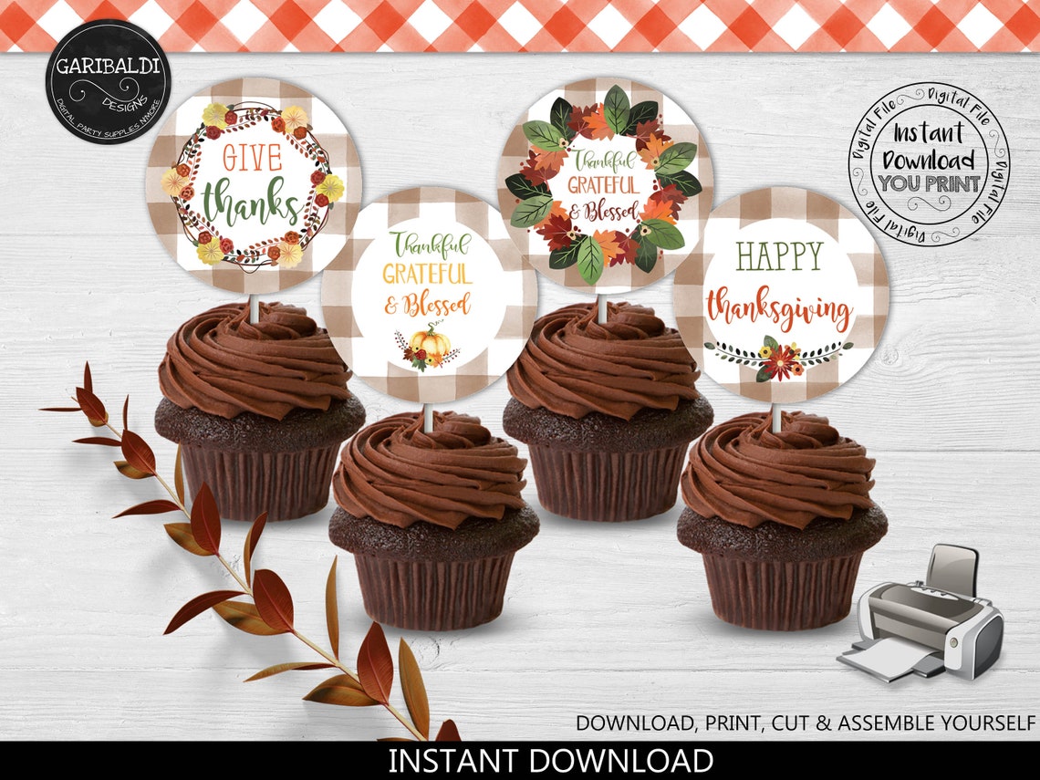 Printable Thanksgiving Cupcake Toppers Thanksgiving Party - Etsy