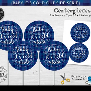 Baby it&#39;s Cold Outside Baby Shower Centerpieces, Printable Baby it&#39;s Cold Outside baby shower Decorations, Winter Baby Shower Supplies BCO1