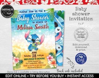 Baby Shower Invitation Editable Baby Cute Alien Invitation Instant Download Hawaiian Baby Shower Invitation Baby Shower Invitation 1 LSW