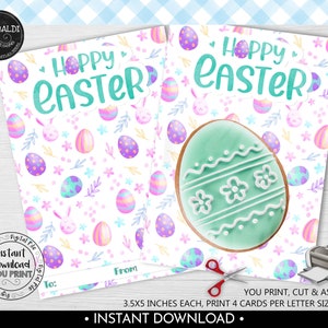 Hoppy Easter Cookie Card, Instant download 3.5"x5" Happy Easter Cookie Tag, Printable Happy Easter Mini Cookie Card, Backer Treat Tag EST