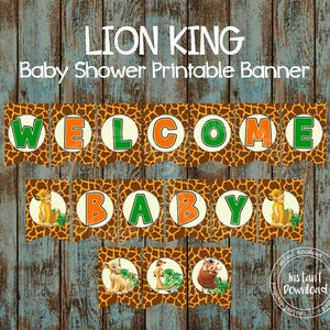Printable Lion King  &quot;WELCOME BABY&quot; Pennant Banner Lion Baby Shower Banner Cute Lion Baby Shower Banner Lion King Party Decorations Supplies