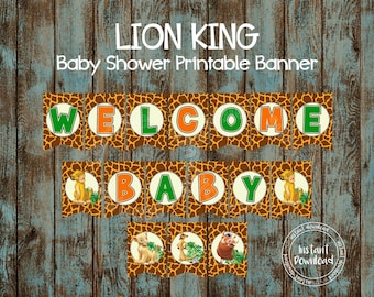 Printable Lion King  "WELCOME BABY" Pennant Banner Lion Baby Shower Banner Cute Lion Baby Shower Banner Lion King Party Decorations Supplies