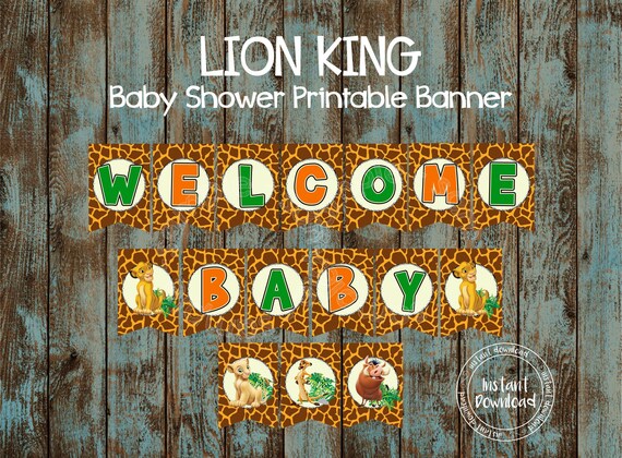 Printable Lion King Welcome Baby Pennant Banner Etsy