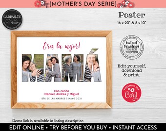 Editable Mothers Day Photo Collage Mama photo Collage Mothers day Photo Gift Template Printable Mothers day Photo Collage Poster P3 MTHD