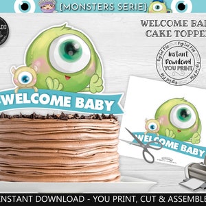 Instant Download Monsters Baby Shower Cake topper Baby Monster Cake Topper Monsters Party Decorations Printable Monsters Cake Topper MINC