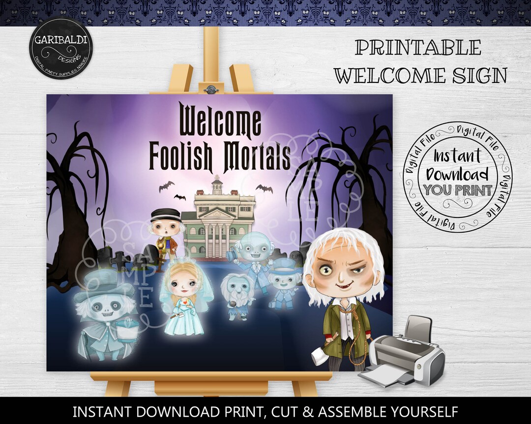 Printable Haunted Mansion Welcome Sign Instant Download Haunted Mansion ...