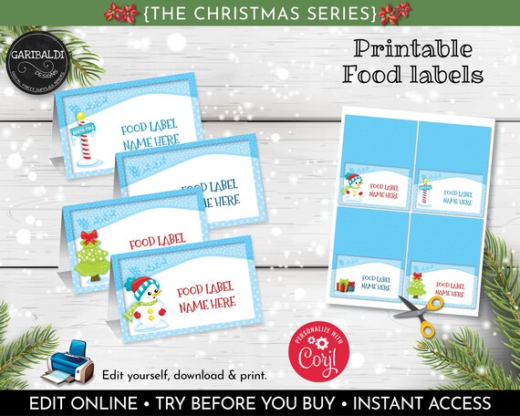 Editable Christmas Food Labels Instant Download Christmas - Etsy