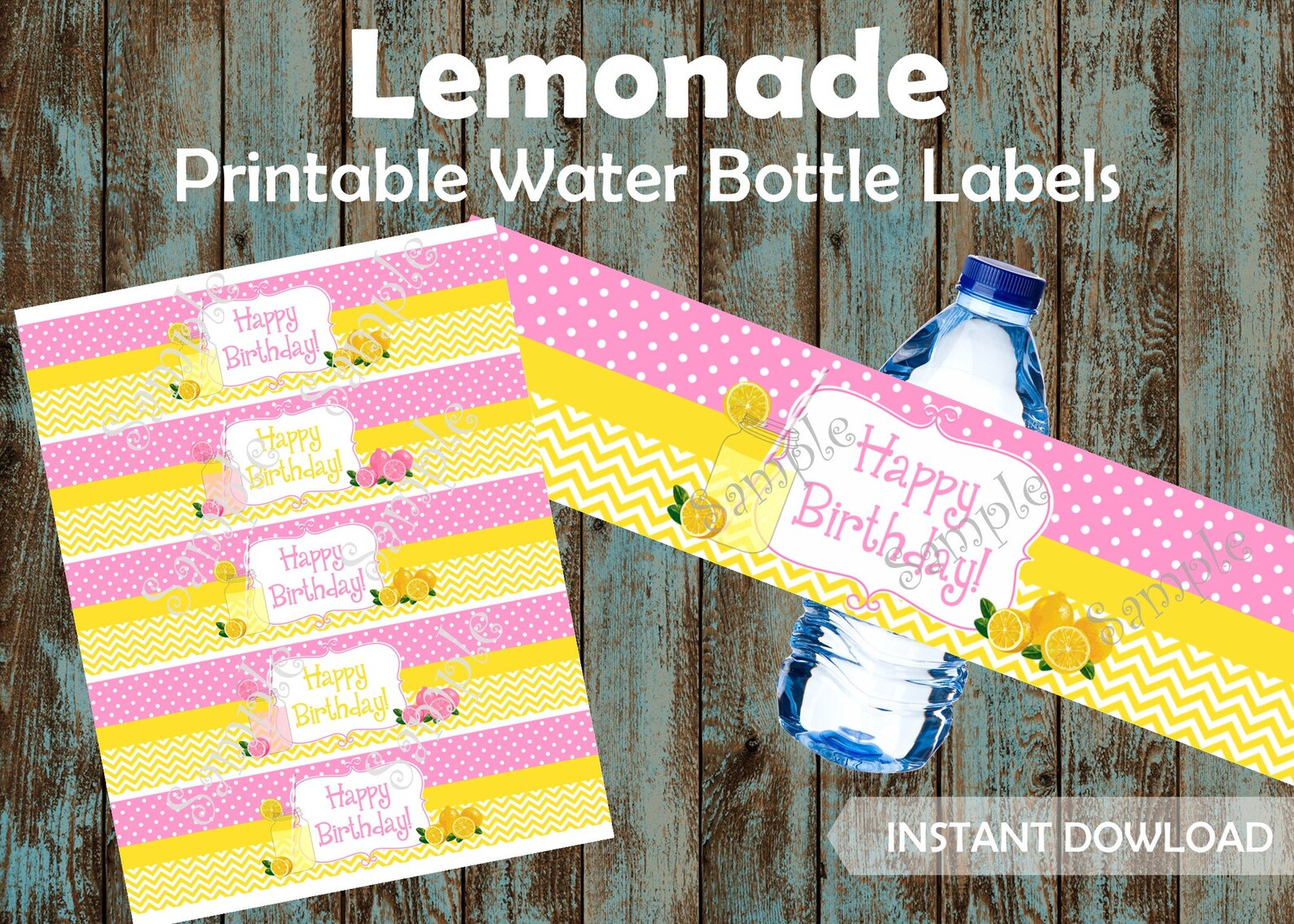 Printable Lemonade Water Bottle Labels Lemonade Water Labels Etsy