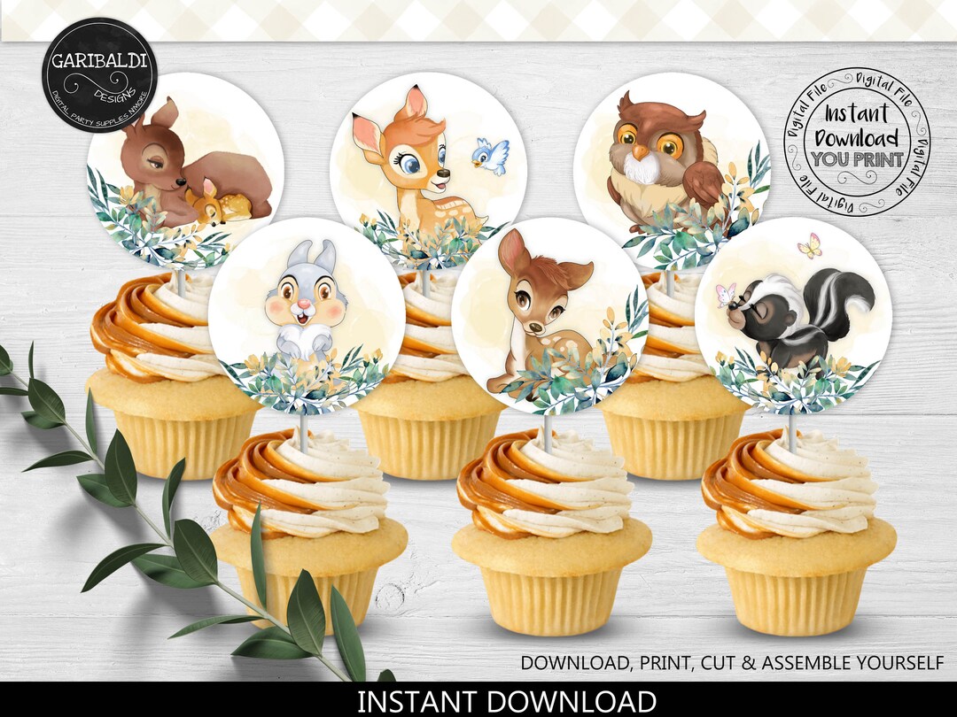 Instant Download Little Deer Cupcake Toppers, Printable Floral Deer ...