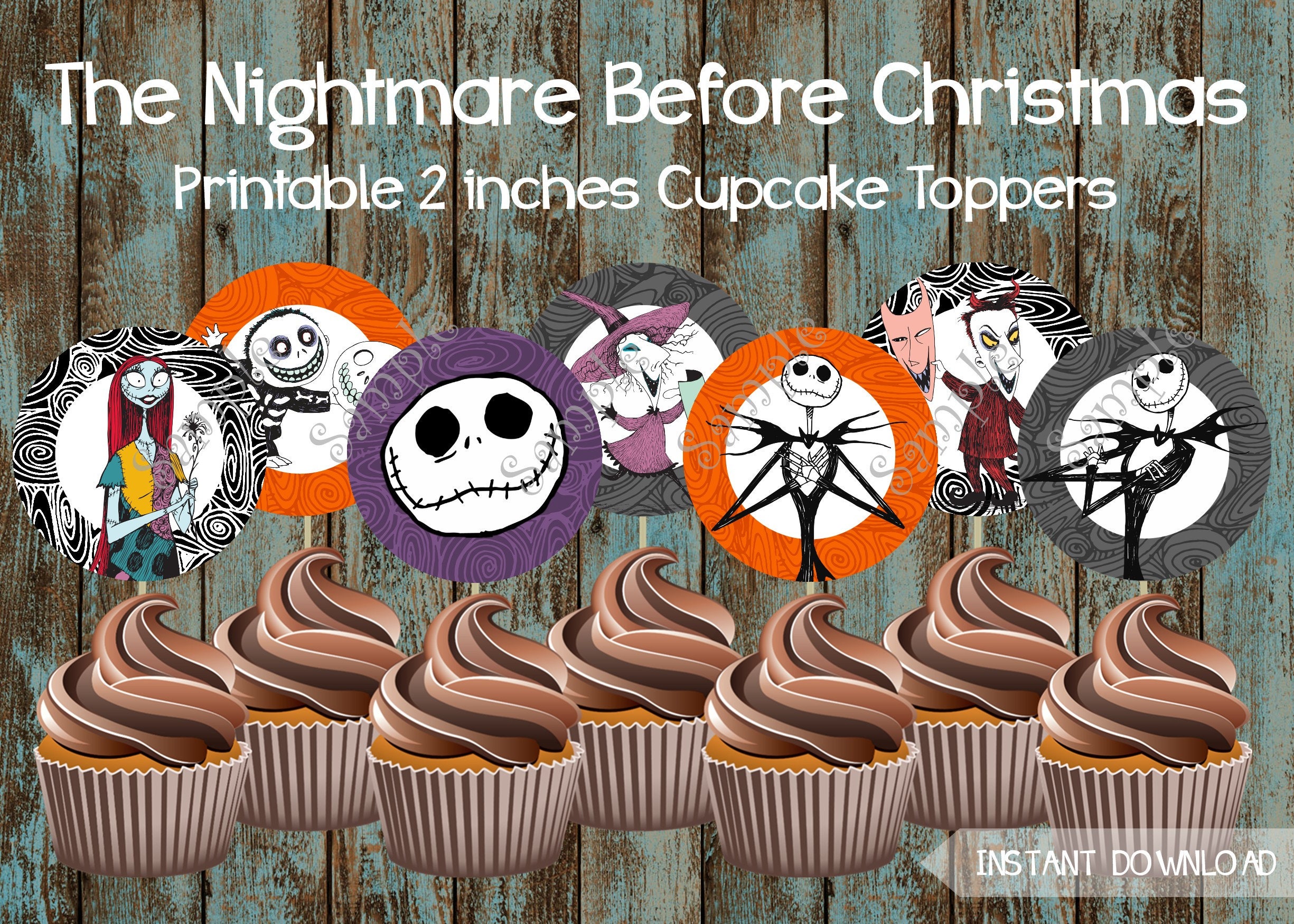 Printable Nightmare Before Christmas Cupcake Toppers | Etsy