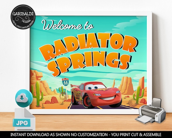 Welcome to Radiator Springs Sign Cars Birthday Party Welcome Sign