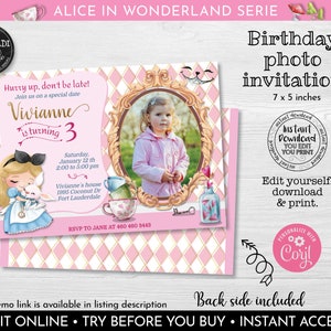 Alice in Wonderland Invitation, Editable Alice in Wonderland Birthday Party Invitation, Instant Download Alice in Wonderland Invite P2 AWL1