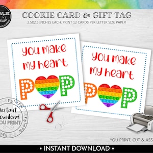 You make my heart pop Gift Tag Valentine's day Pop Bubble Tag Valentines Day Favor Tag Digital Download Valentines Day Cookie Square Card VL