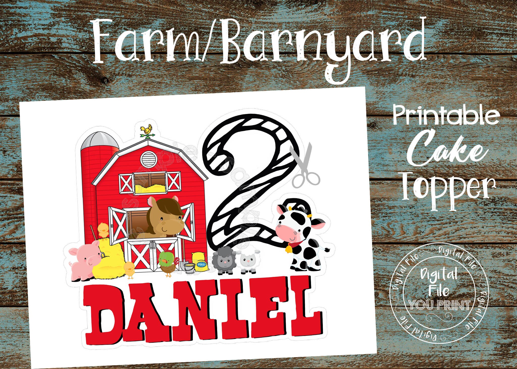 Printable Farm Cake Topper Farm Birthday Centerpiece | Etsy