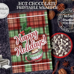 Hot Cocoa Wrapper Printable Christmas Hot Cocoa Wrapper Christmas Hot Chocolate Envelope Wrapper Party Decorations Party Supplies CHCW