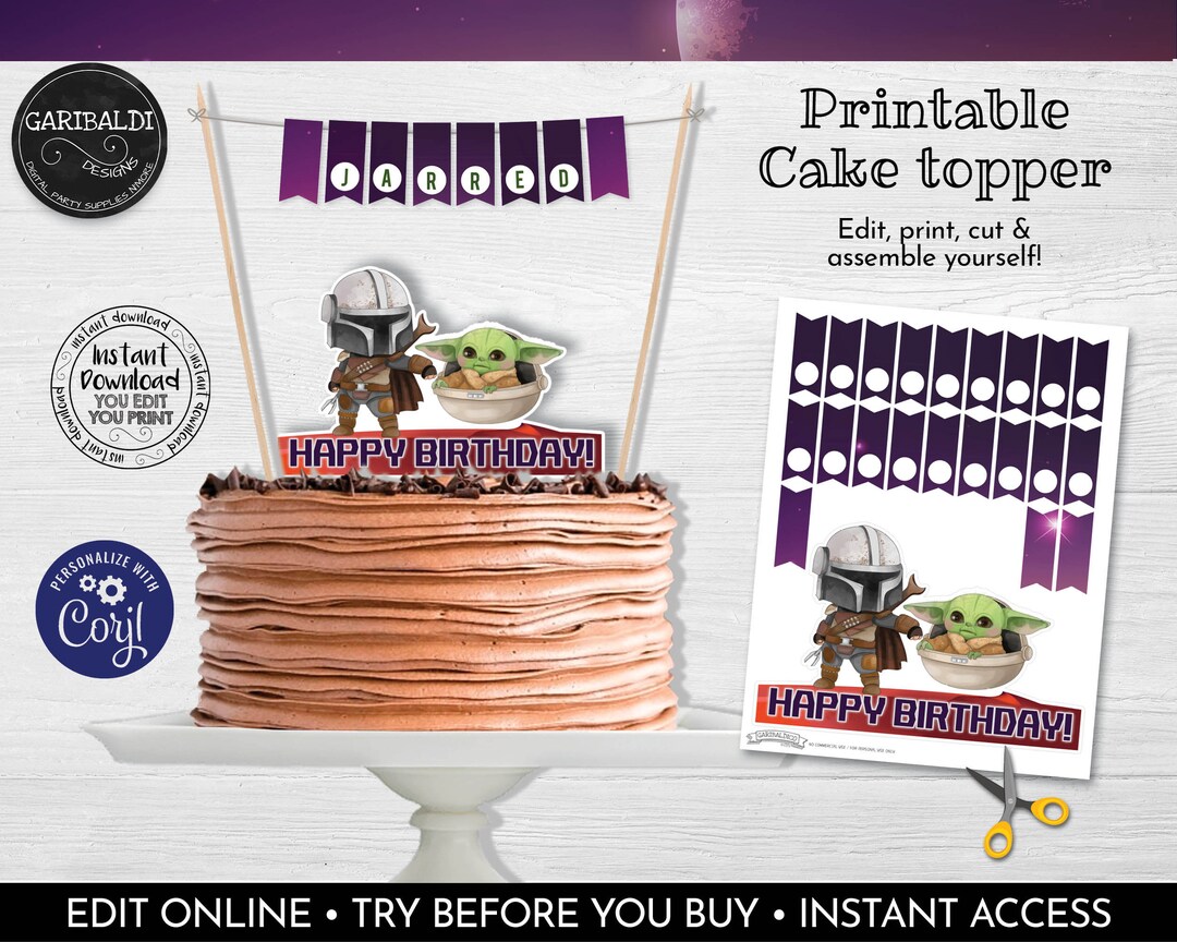 Editable Star Wars Cake Topper, Printable Star Wars Cake Topper, Star ...
