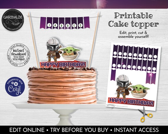 Editable Star Wars Cake Topper Printable Star Wars Cake - Etsy