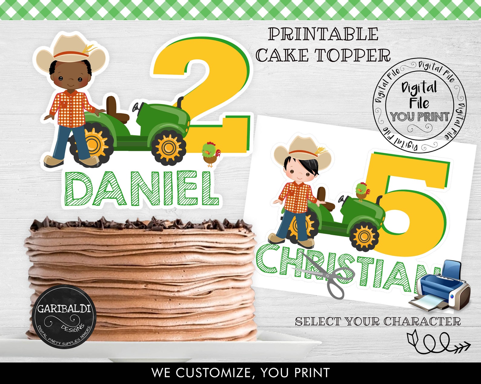 Printable Tractor Cake Topper Farm Cake Topper Farm Birthday | Etsy