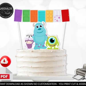 Monsters Cake topper Monsters Baby Shower Monsters Party Decorations Monsters Doors Bunting Cake Topper DIY Digital Download Printable DMI
