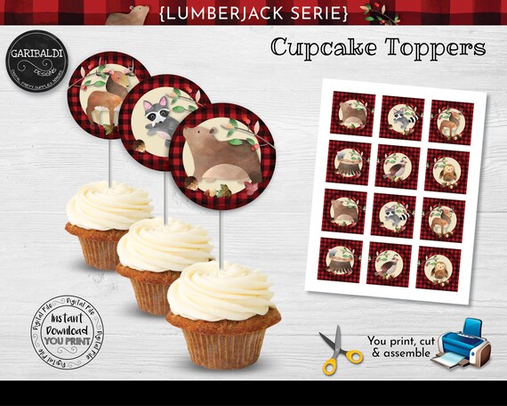 Lumberjack Cupcake Toppers Printable Woodland Party | Etsy